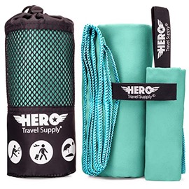 Hero Microfiber Towel for Travel, Camping, Backpacking, Beach, Gym â 24â x 48â (Includes Bonus Washcloth)