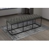 HomePop Upholstered Button Tufted Decorative Bench with Metal Base, Gray