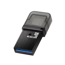 ELECOM USB Memory, 128 GB, USB 3.2 (Gen1) Type-C, Cap Type, Black MF-CAU32128GBK