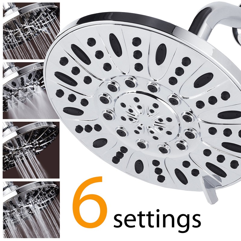 AquaDance High Pressure 6-Setting, 7" Rainfall Shower Head – Tested