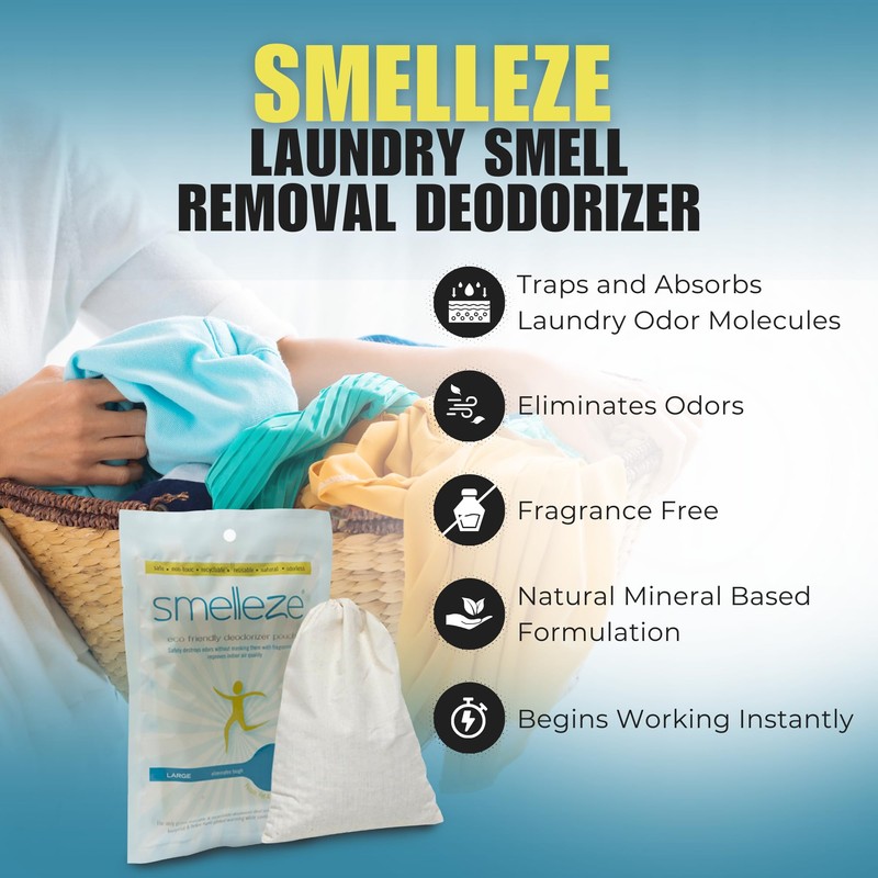 SMELLEZE Reusable Laundry Smell Removal Deodorizer Pouch: Removes Clothing Stink