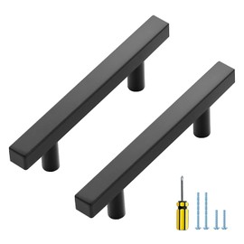 Ravinte 10 Pack Matte Black Cabinet Pulls Slim Kitchen Cabinet Handles 5 inch Hole Center Drawer Pulls Kitchen Drawer Handles Square Hardware