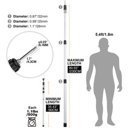 REDCAMP Aluminum Adjustable Camping Tarp Poles, 35in to 90in Telescoping Lightweight Tent Poles for Shelter, Awning, Hammock Rain Fly (Grey, Set of 2)