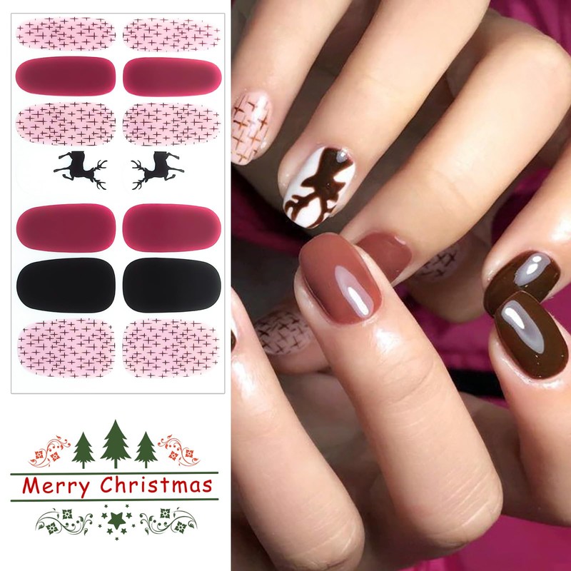 12 Sheets Halloween & Christmas Nail Polish Stickers Full Wraps,