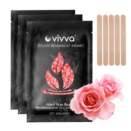 Vivva 300g Hard Wax Beans,Wax Beads With 10pcs Waxing Stick for Hair Removal Bikini Brazilian Waxing (Rose)