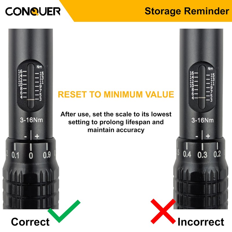 CONQUER Mini Torque Wrench 1/4" Drive, 30-140 in. lbs. –