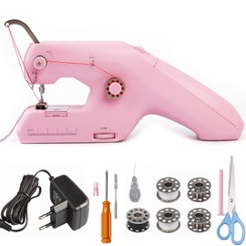 Asoway Hand Sewing Machine, Portable Electric Mini Sewing Machine, Hand Sewing Machine with Double Thread for Beginners, DIY Sewing Machine for Clothes, Fabrics, Cutain, Home Travel