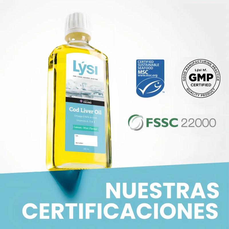 Aceite Hígado Bacalao Omega 3 Lýsi Limón Menta 240ml Sin