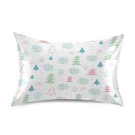 xigua Christmas Tree Pattern Satin Pillowcase for Hair and Skin Silk Pillowcase, Standard Size(20x26 inches) - Satin Pillow Covers with Envelope Closure,Christmas Decoration