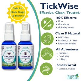 3 Moms Organics TickWise | DEET- Free, Tick and Insect Repellent | Plant Based Essential Oils and All Natural Ingredients | Safe for Kids, Adults, Dogs and HorsesTrio 8oz,4oz,2oz