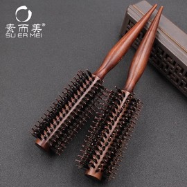 Large Round Boar Bristle Hair Brush for Curly & Pear Blossom Styles - Heat Resistant, Simple, Beautiful (Free Size/Pointed Tip) Large Tip Size (Straight Design) - Random Style 4ea