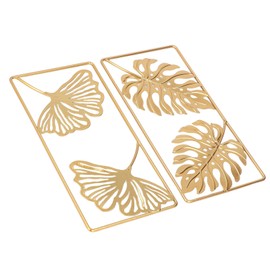 Gold Metal Wall Decor, Ginkgo Leaves Gold Leaf Wall Decor 2Pcs Hollow Carved for Office