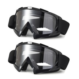 LJDJ Dirt Bike Goggles, Motorcycle Goggles 2 Pack ATV Goggles Riding Goggles Ski Goggles Windproof Offroad Protective Glasses Racing Goggles for Men Women Youth Adult