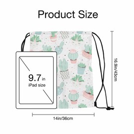 Sotunad Gym Backpack Summer Cacti Different Cactus's and Succulents In Pretty Pot Drawstring Backpack for Dance Gym Sports Soccer Basketball Running 14x16.9 Inch