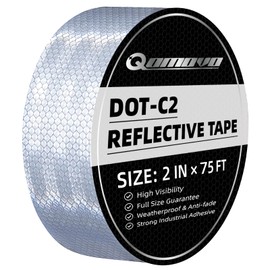 White High Visibility DOT-C2 Reflective Tape 2 inch x 75 feet Safety Warning Conspicuity Tape Waterproof Self-Adhesive Tape for Trailer Vehicles Trucks Vans Bikes Cargos Helmets Poles