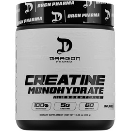 DRAGON PHARMA Creatine Monohydrate, Aid Muscle Recovery, Post-Workout Supplement, Antioxidant Support (60 Servings, Unflavored)