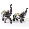 Set of 2 Feng Shui Black Elephants Trunk Statue Lucky