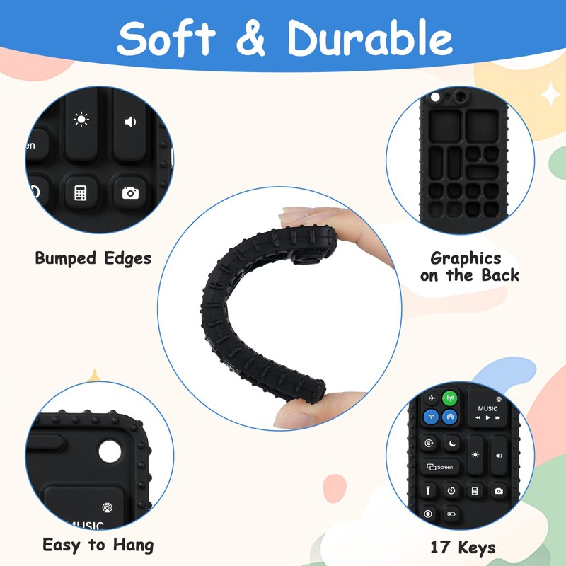 Aolso Silicone Baby Teething Toys, Cell Phone Teether Toys with