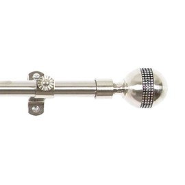 Achim Home Furnishings Mirage Royalle Curtain Rods with Finials, 28 Extends to 48-Inch, Silver, inch inch