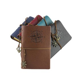 Rkqoa Almarto Leather Journal Notebooks, Classic Spiral Bound Notebook Refillable Diary Sketchbook Journal with Unlined Pages Binder NotesBook to Write in for Kids Adults Boys (A5 Blank, Black)