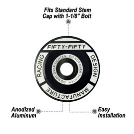 FIFTY-FIFTY Bike Headset Top Cap with Bolts, 1-1/8 Stem Top Cap with Bolt for MTB, Road Bike (Black)
