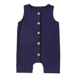 Happy Cherry - Romper Baby Sleeveless Summer Jumpsuit Cotton Newborn Boy Girl Kids Romper Toddler Clothing Onesie Breathable Comfortable - 0-24 Months, darkblue