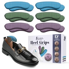 Double Gel Heel Grips for Men and Women - Invisible Extra Sticky Heel Protectors, Heel Grips for Ladies Shoes, High Heels, Courts, Boots, Add Extra Volume (Multicolour Checkered (12 Pack))