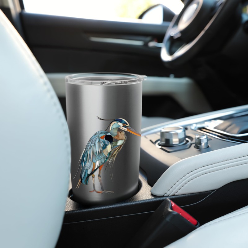 Great Blue Heron Stained Glass Stainless Steel Insulated Tumbler