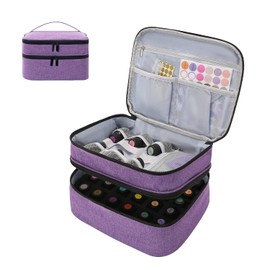 KGMCARE Essential Oil Bag for 30 Bottles (5 ml - 15 ml), Double Layer Bag Essential Oils Organiser Storage Travel Storage Carry Bag for Essential Oil and Accessories, purple, Double-layered with