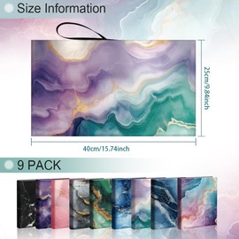 TWINKLEMON Book Covers 9PCS Stretchable Book Sox Marble Book Sleeve Covers Protective Textbook Covers Fabric Book Sox for Hardcover up to 9" x 11" Paperback Book Cover Suitable for Most Books
