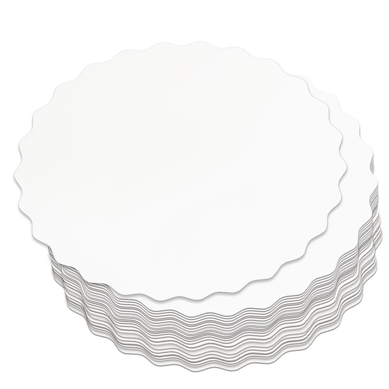qiqee Matte White 8 Inch Wave Cake Boards Round 50-Packs