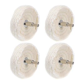 sourcing map 3-Inch Buffing Polishing Pad Wheel Cotton with 1/4-inch Handle for Manifold Aluminum Stainless Steel Chrome 4 Pcs