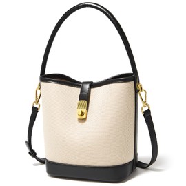 FOXLOVER Women's Bucket Bag, Handbag, Shoulder Bag, Crossbody Bag, 2-Way Cute, Lightweight, Smaller, Fabric, black-small