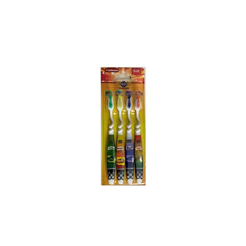 The Toon Studio Car 4-Count Kids Toothbrush, Soft