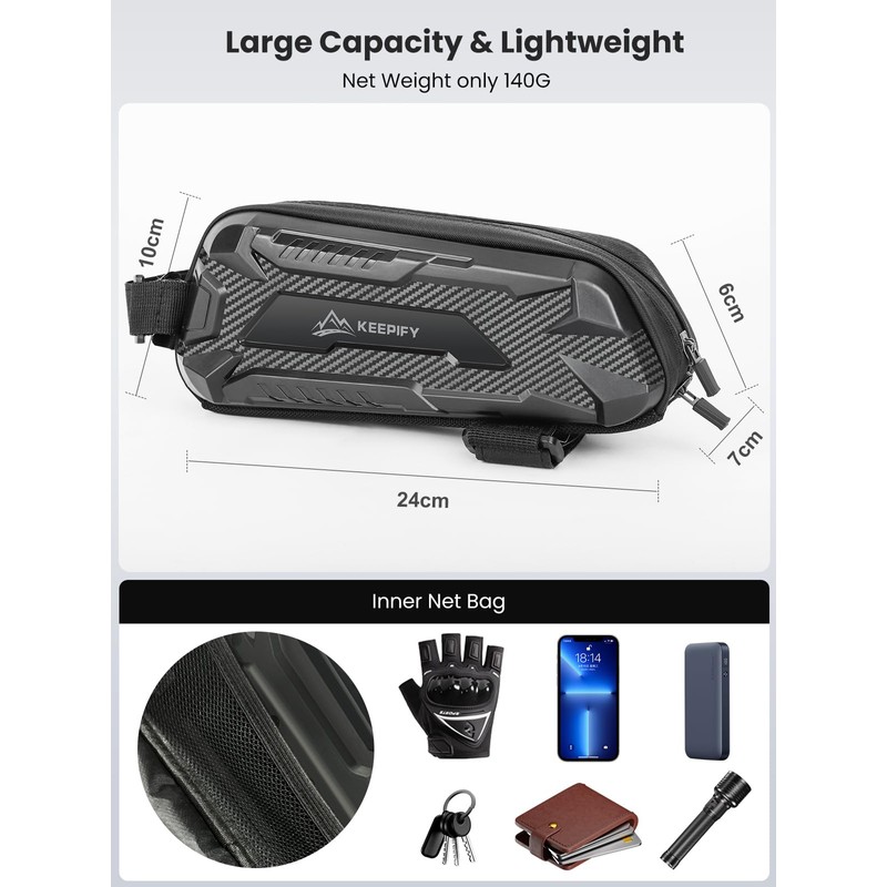 Ultra Supportive Bicycle Bag Frame, Waterproof Bicycle Frame Bag, Self-Closing