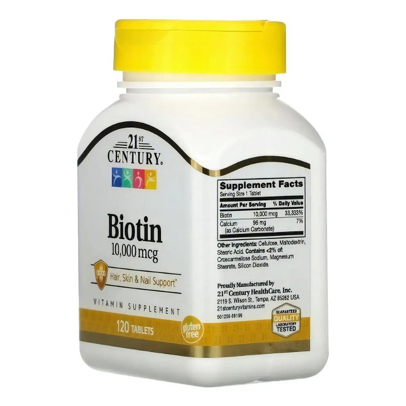 Biotina Cabello Piel Uñas 10,000 Mcg 120ct 21 Century Biotin