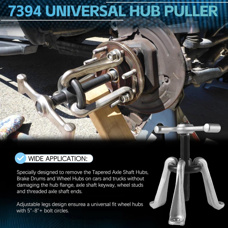 Sunluway Universal 7394 Hub Puller Brake Drum Puller Heavy-Duty Wheel