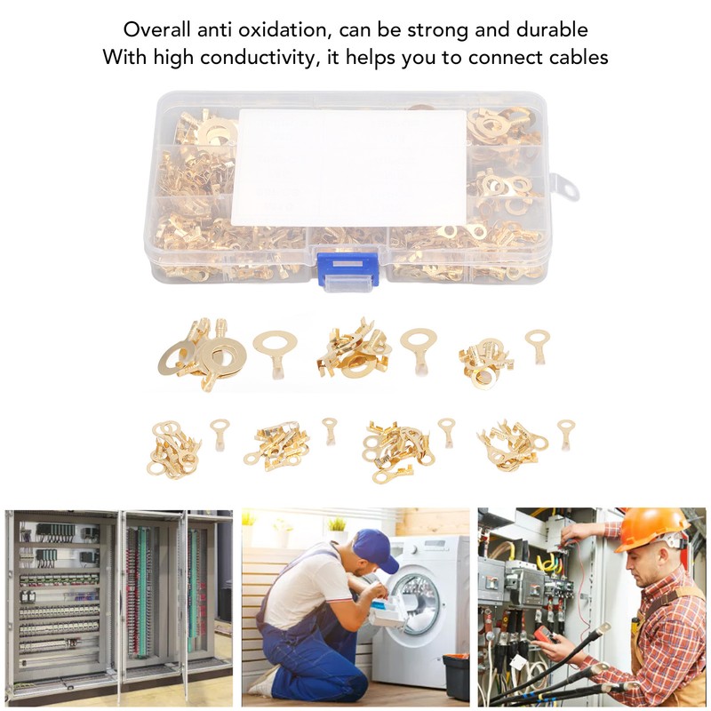 540Pcs Gold Brass Ring Terminal M3 M4 M5 M6 M8