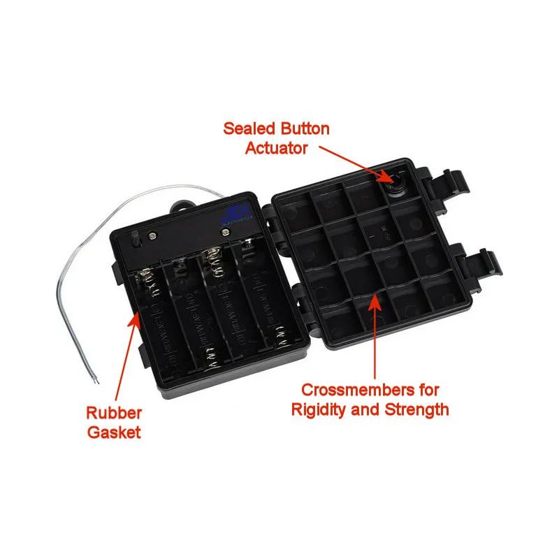 Jex Electronics Waterproof Four/4X/Quad AA Battery Holder Case Box 4.8V/6V