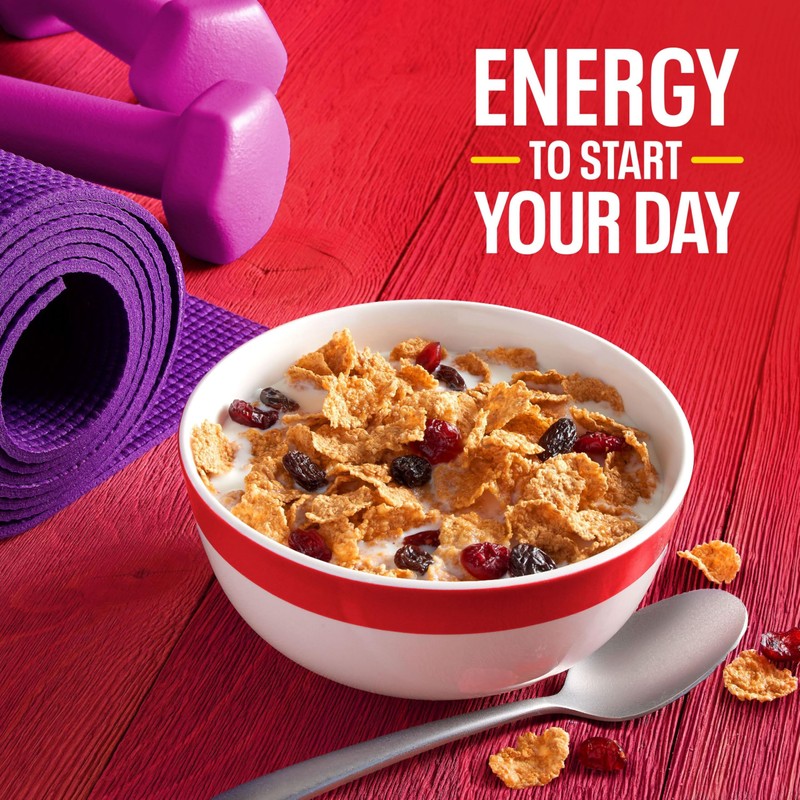 Kellogg's Raisin Bran with Cranberries Breakfast Cereal, Fiber Cereal, Family