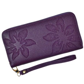 Bakurok Womens Wallet RFID Wristlet Wallet for Women Zip Around Credit Card Holder Floral Leather Ladies Clutch Long Purse
