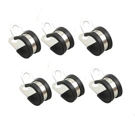 6Pcs Rubber Cushioned Cable Clamp 304 Stainless Steel Hose Clamp/Metal Clamp/Tube Holder Fastener for Tube/Pipe or Wire Cord Installation (16mm)