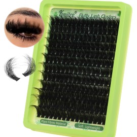 Kmilro Thick Lash Clusters 14-24mm Long 240D Fluffy Cluster Eyelash Extensions Waterproof D Curl Volume Eyelash Clusters 192Pcs Individual Lashes Soft Wispy False Eyelashes DIY Lash Extension