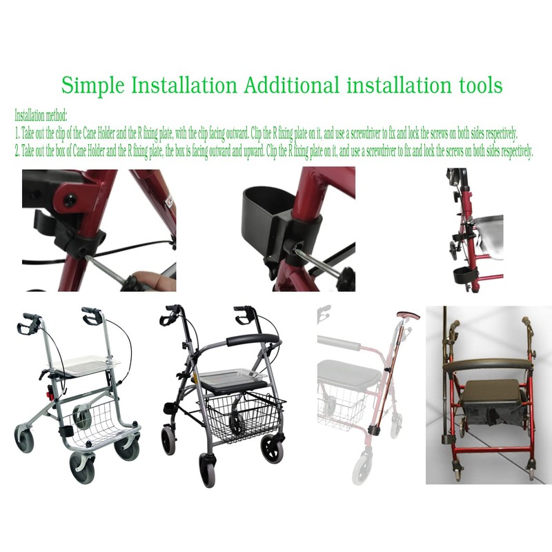 Cane Holder for Rollator or Walker 6 Piece Set, Extended