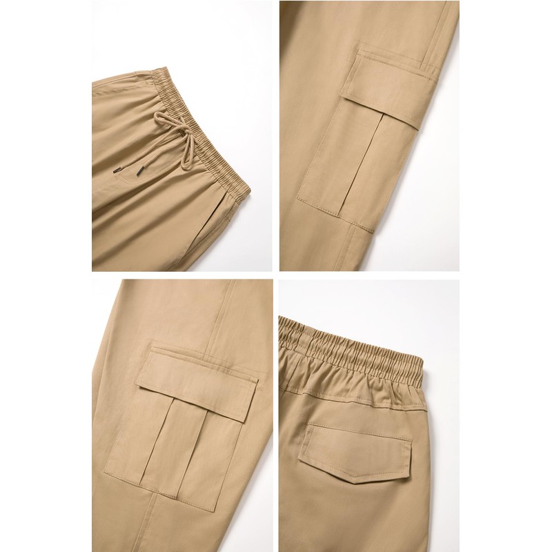 THWEI Cargo Pants for Men Casual Drawstring Joggers Cotton Work