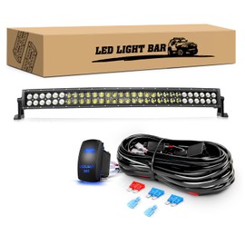 GOOACC LED Light Bar 32Inch 180W Curved Off Road Lights for Trucks Flood Spot Combo Beam Driving Lamp Work Lights with Heavy Duty 12V 5Pin Rocker Switch Wiring Harness Kit, 2 Years Warranty