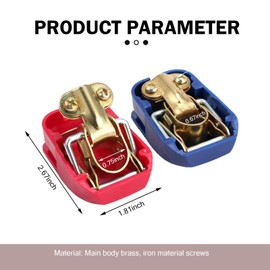 MLY 2 PCS Automotive Smart Copper Battery Clamps, Secure Connection Battery Clamps, Automotive Cable Switch Terminals, Universal for Most Cars Trucks Suvs (Blue & Red)