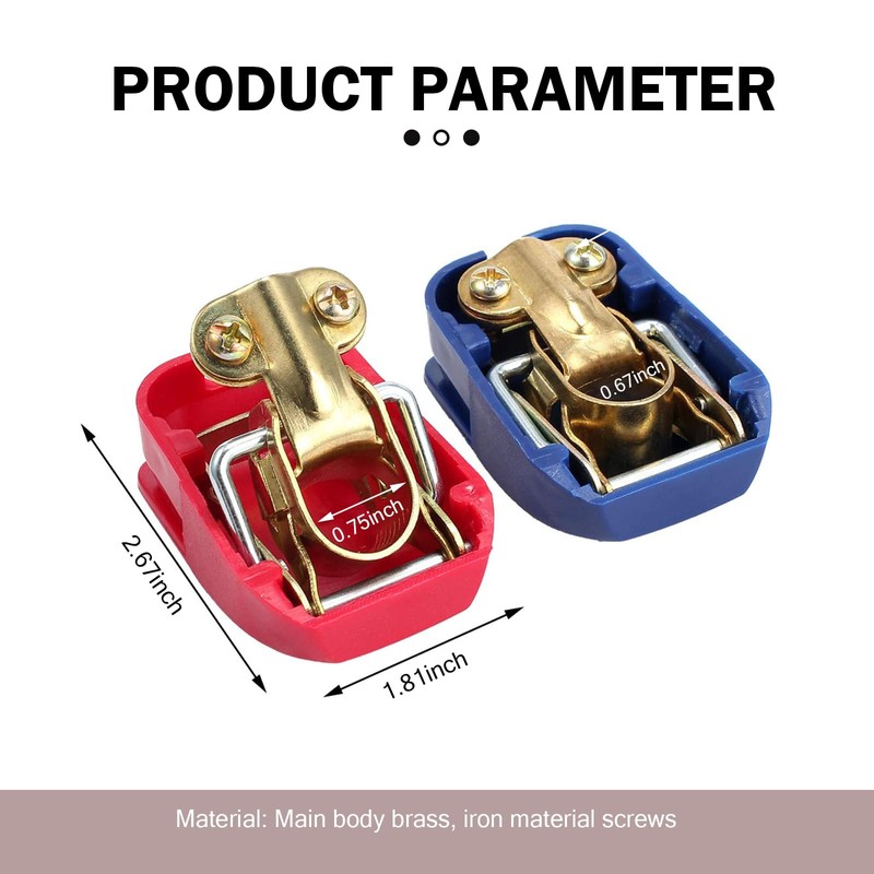 MLY 2 PCS Automotive Smart Copper Battery Clamps, Secure Connection