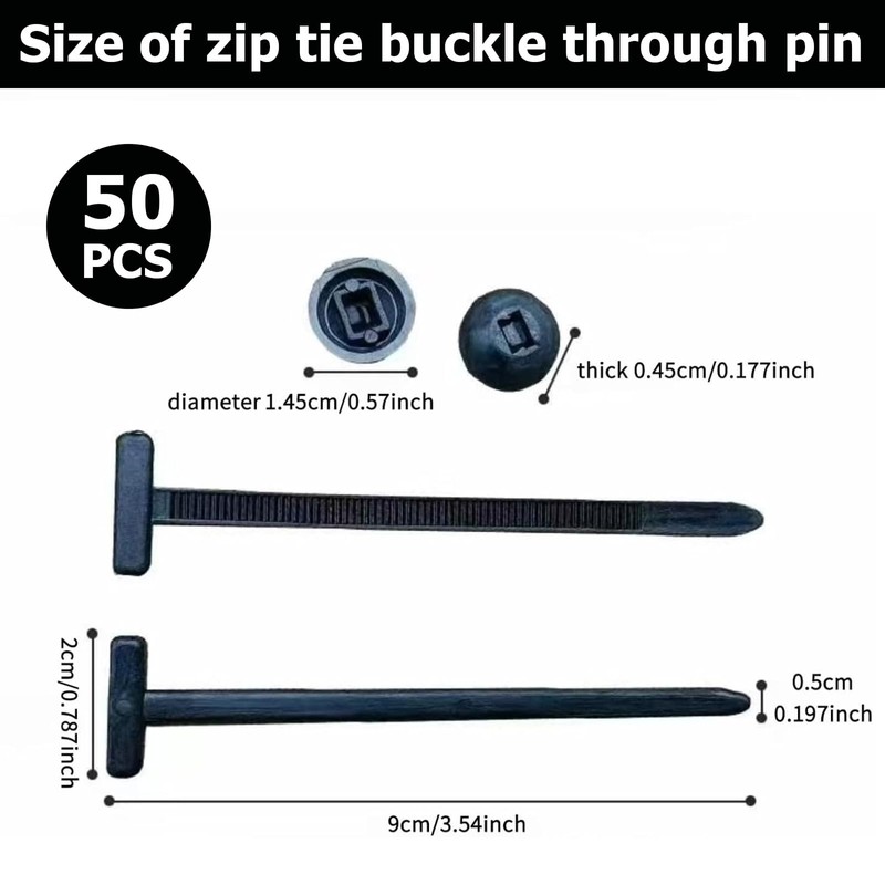 Nylon Universal Cable Tie Buckle, 50 Pcs Universal Heavy-Duty Self-Locking