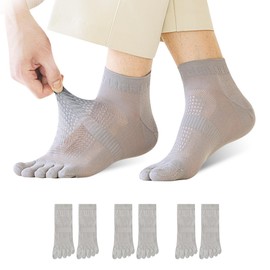 TSGarden Men's Five Toe Socks, Mesh Construction, Cotton, Breathable, Non-stuffy, Sweat Absorbent, Quick Drying, Antibacterial, Odor-Resistant, Five Toe Business Socks, For Spring, Summer and Autumn,